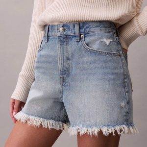 SHORT IN DENIM CHIARO CALVIN KLEIN SFRANGIATO 90'S DA DONNA