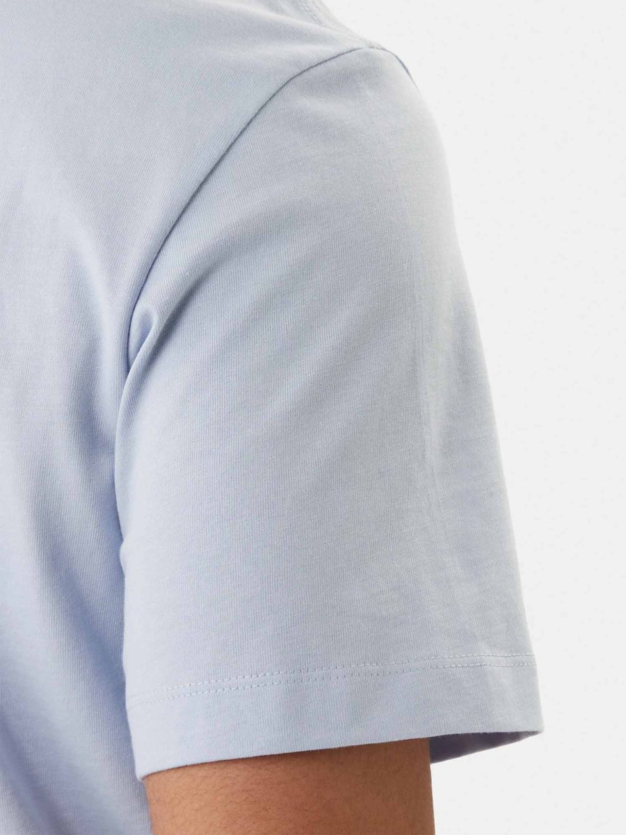 T-SHIRT CELESTE CALVIN KLEIN JEANS CON LOGO RICAMATO DA UOMO - immagine 5