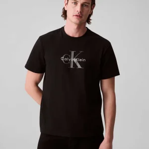 T-SHIRT NERA CALVIN KLEIN JEANS CON LOGO RICAMATO DA UOMO