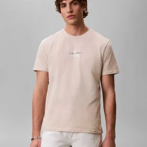 T-SHIRT BEIGE CALVIN KLIEN JEANS MONOLOGO DA UOMO