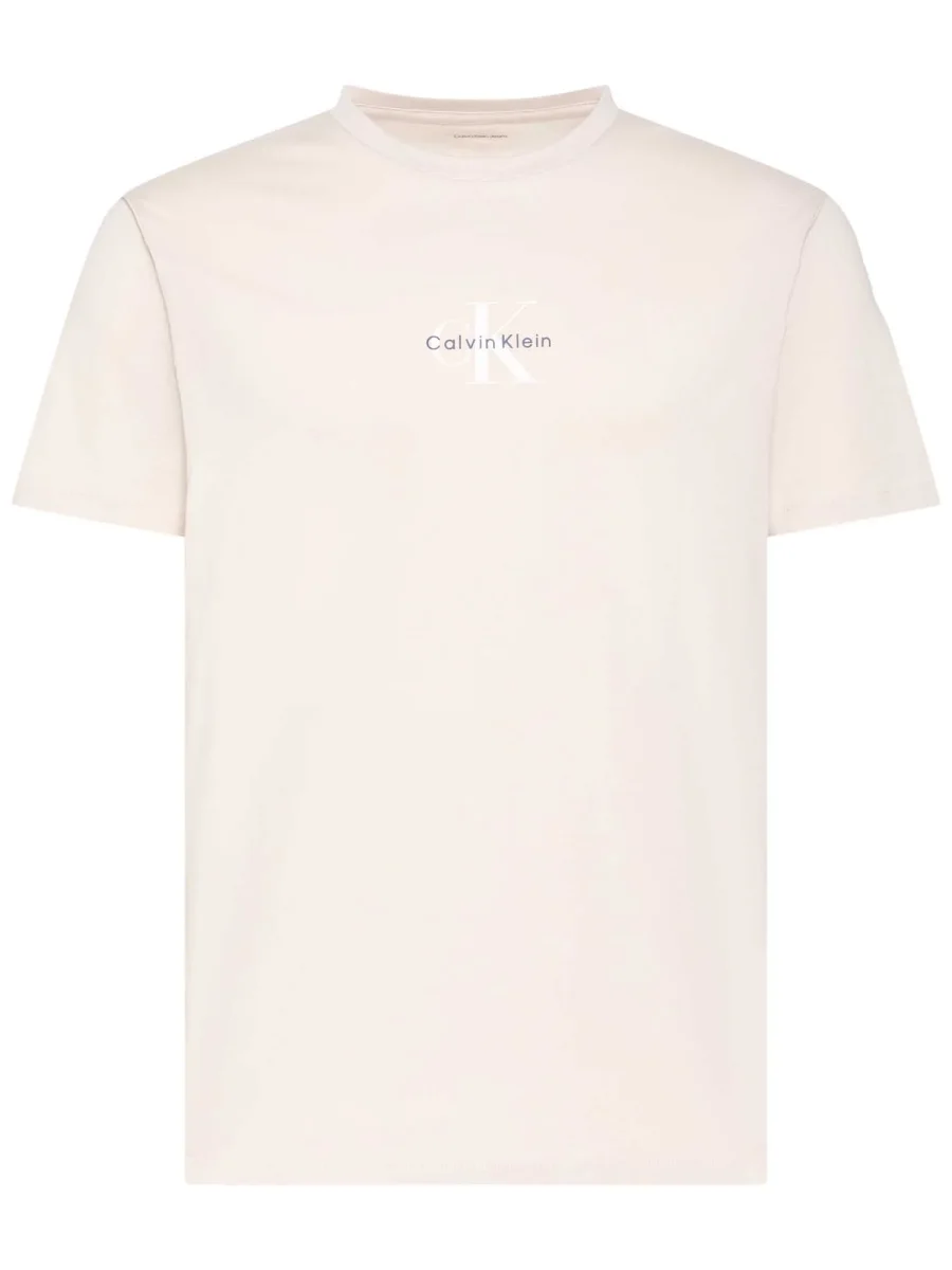 T-SHIRT BEIGE CALVIN KLIEN JEANS MONOLOGO DA UOMO - immagine 3