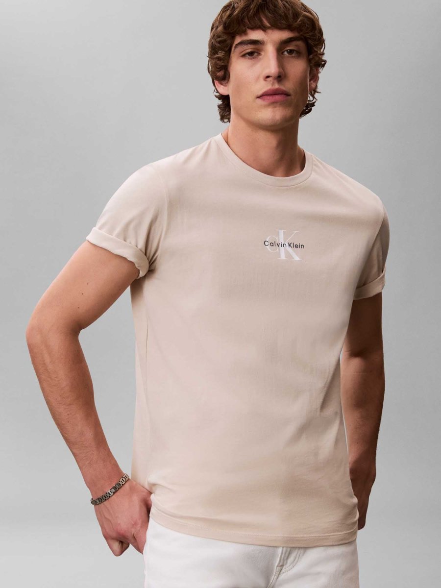 T-SHIRT BEIGE CALVIN KLIEN JEANS MONOLOGO DA UOMO - immagine 5