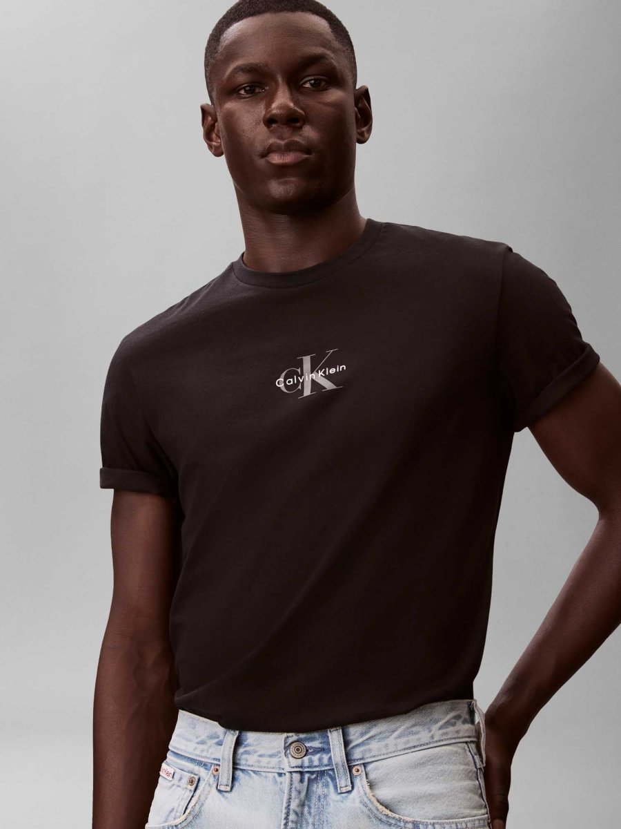 T-SHIRT NERO CALVIN KLIEN JEANS MONOLOGO DA UOMO - immagine 5