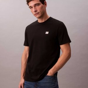 T-SHIRT BADGE CALVIN KLEIN JEANS DA UOMO NERO