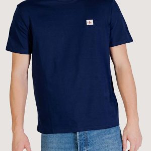 T-SHIRT BLU CALVIN KLEIN JEANS CON STEMMA DA UOMO