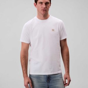 T-SHIRT BADGE CALVIN KLEIN JEANS DA UOMO BIANCO