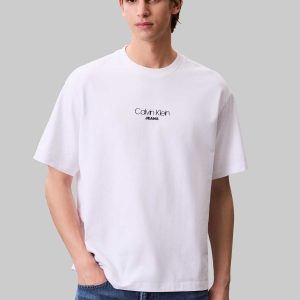 T-SHIRT BIANCA CALVIN KLEIN CON LOGO GRAFICO DA UOMO