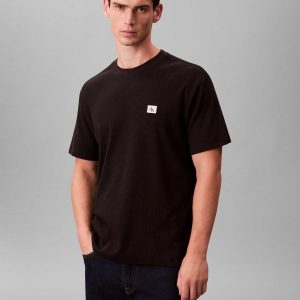 T-SHIRT NERA CALVIN KLEIN JEANS WAFFLE BADGE DA UOMO