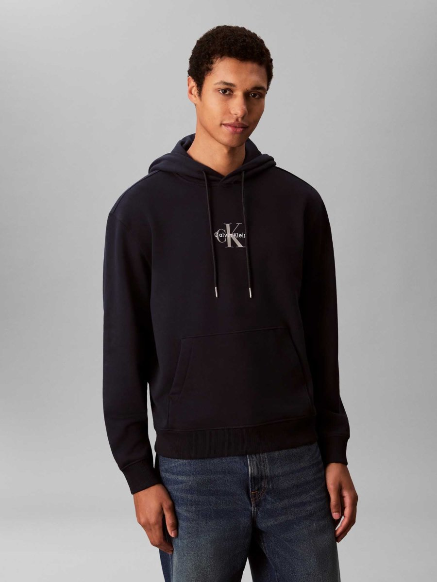 FELPA BLU CALVIN KLEIN MONOGRAM DA UOMO - immagine 2