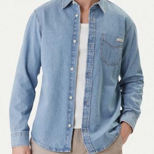 CAMICIA IN DENIM CHIARO CALVIN KLEIN JEANS ESSENTIAL DA UOMO