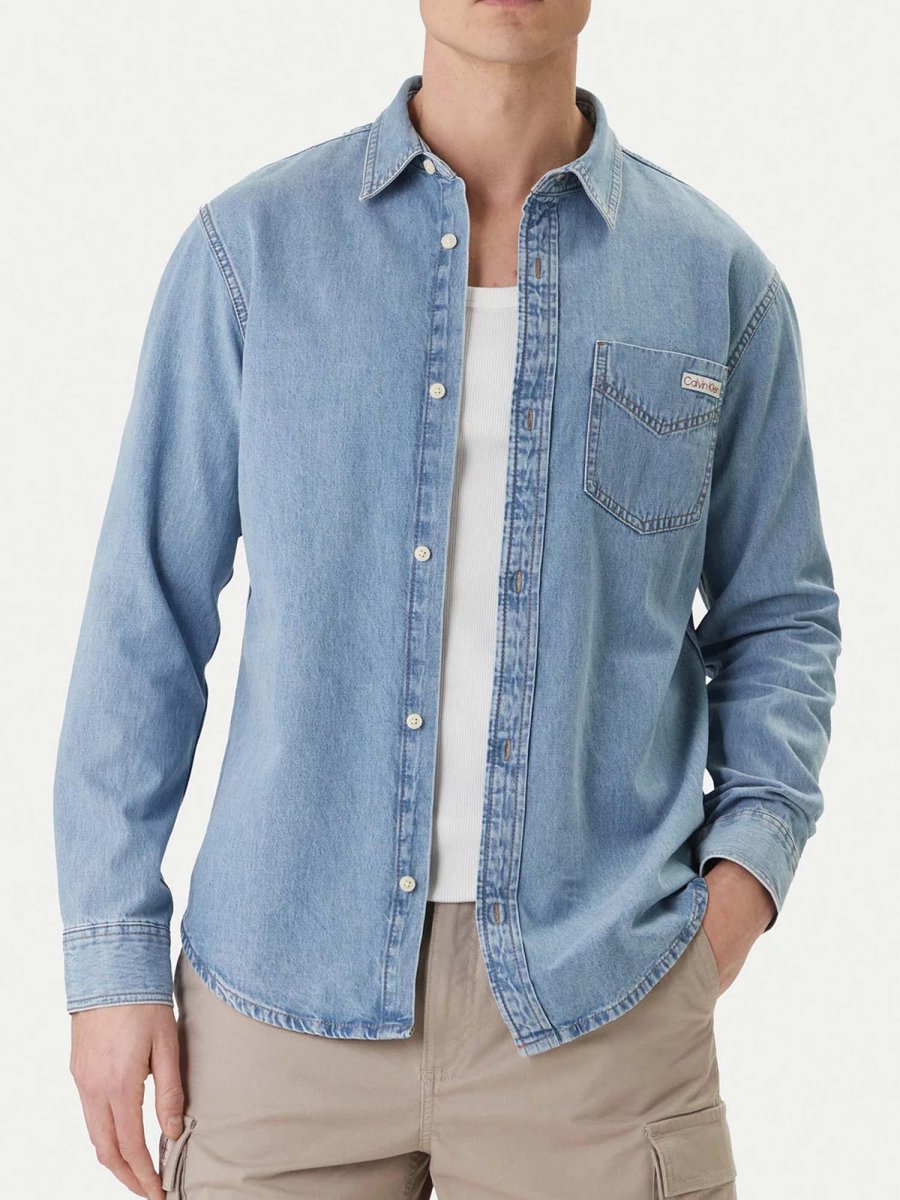 CAMICIA IN DENIM CHIARO CALVIN KLEIN JEANS ESSENTIAL DA UOMO - immagine 2