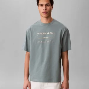 T-SHIRT VERDE CALVIN KLEIN JEANS CON GRAFICA DA UOMO