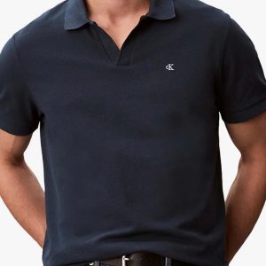 POLO BLU CALVIN KLEIN CON COLLETTO APERTO DA UOMO