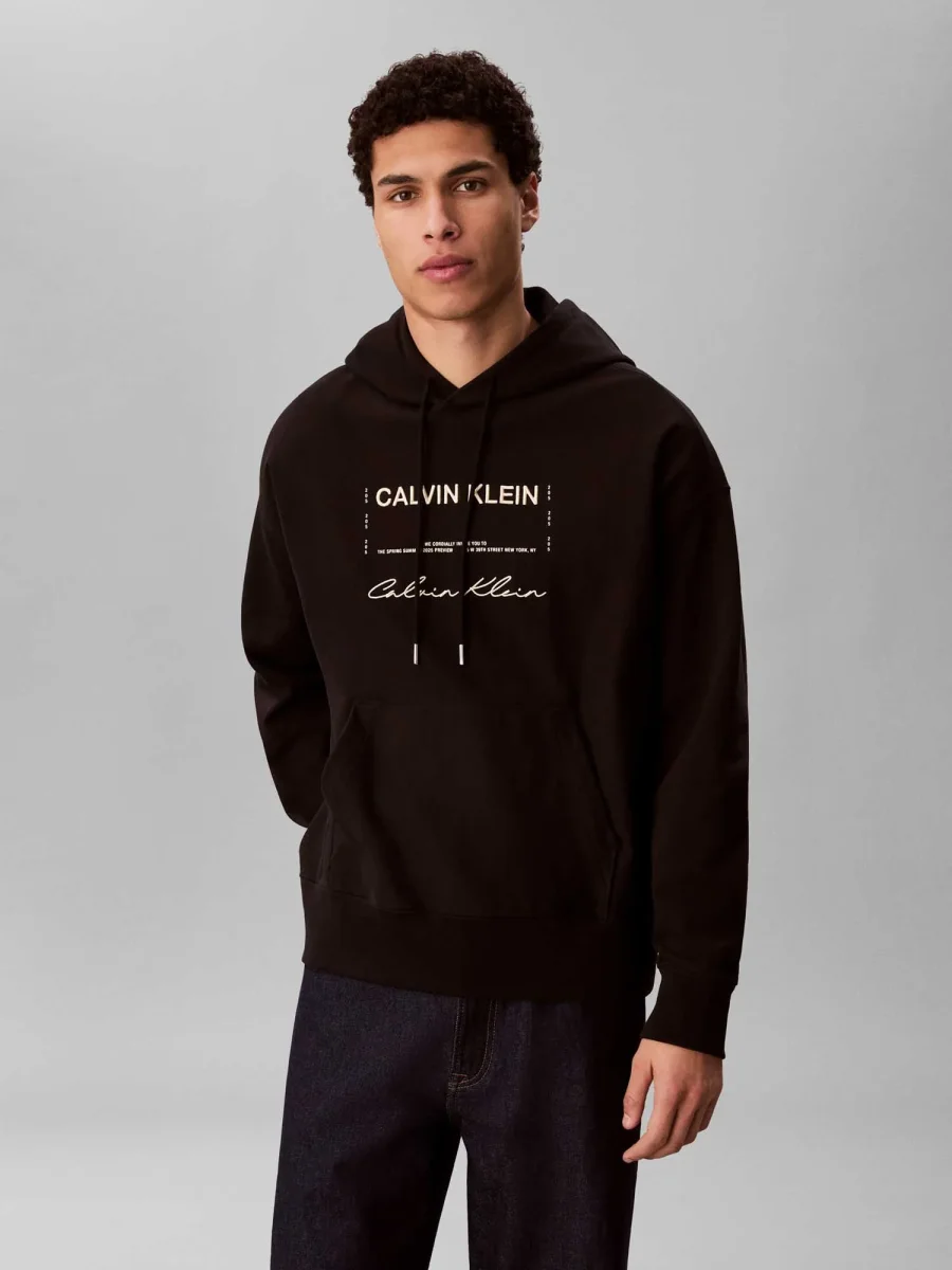 FELPA NERA CALVIN KLEIN PREMIUM TERRY DA UOMO - immagine 2