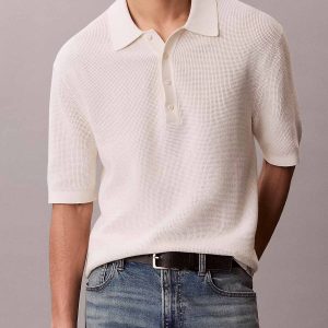 POLO BIANCA CALVIN KLEIN A LOSANGHE DA UOMO