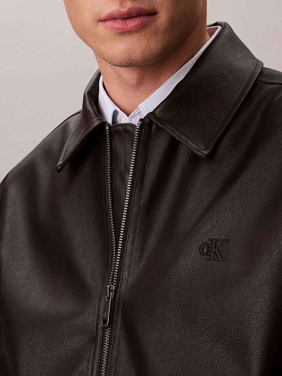 GIUBBINO BOMBER NERO CALVIN KLEIN IN ECOPELLE DA UOMO - immagine 3