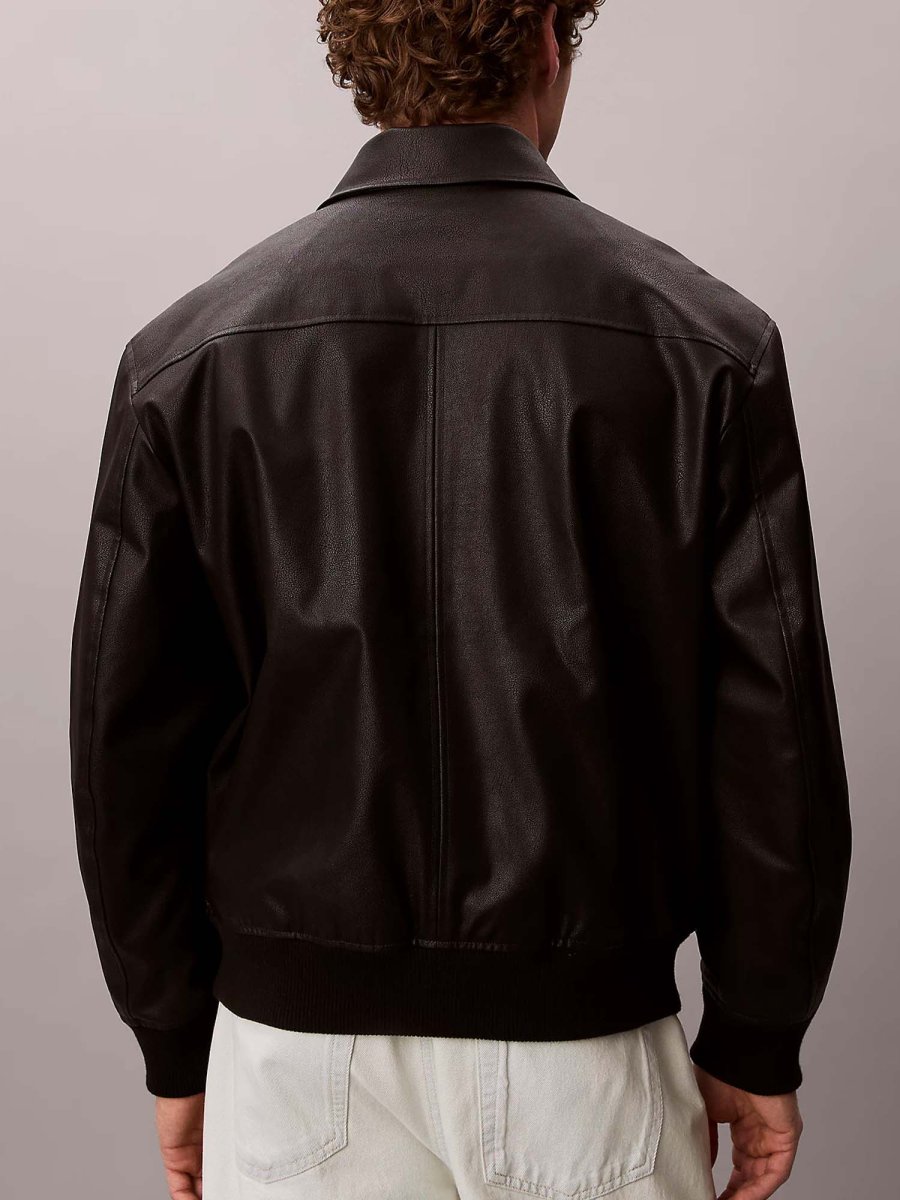 GIUBBINO BOMBER NERO CALVIN KLEIN IN ECOPELLE DA UOMO - immagine 4