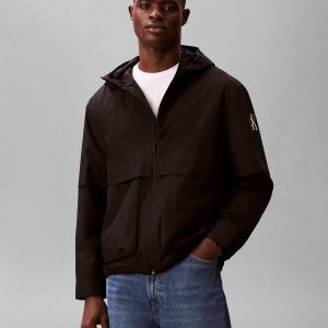 GIACCA A VENTO NERA CALVIN KLEIN CON CAPPUCCIO DA UOMO