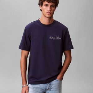 T-SHIRT BLU CALVIN KLEIN JEANS CON LOGO DA UOMO