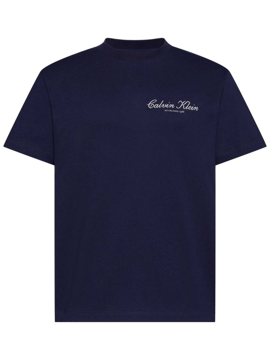 T-SHIRT BLU CALVIN KLEIN JEANS CON LOGO DA UOMO - immagine 3