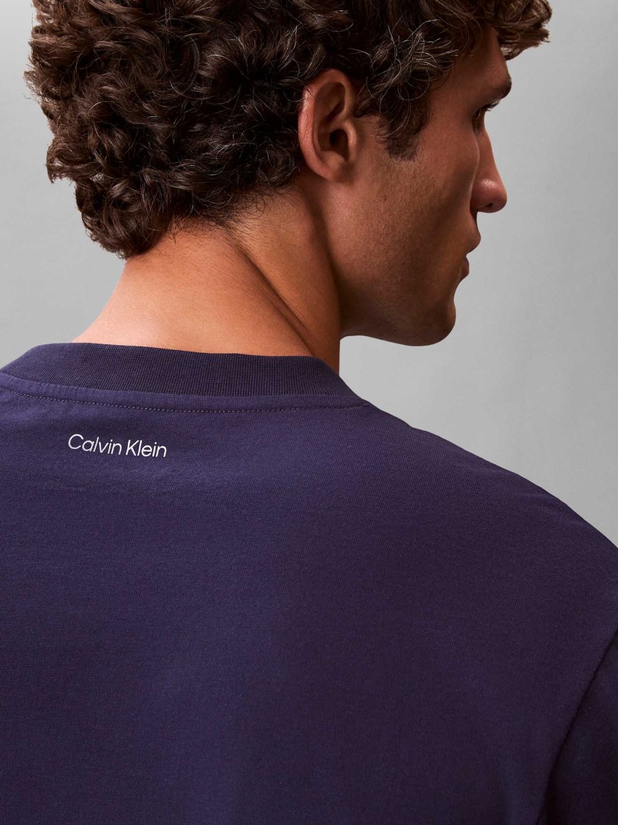 T-SHIRT BLU CALVIN KLEIN JEANS CON LOGO DA UOMO - immagine 5