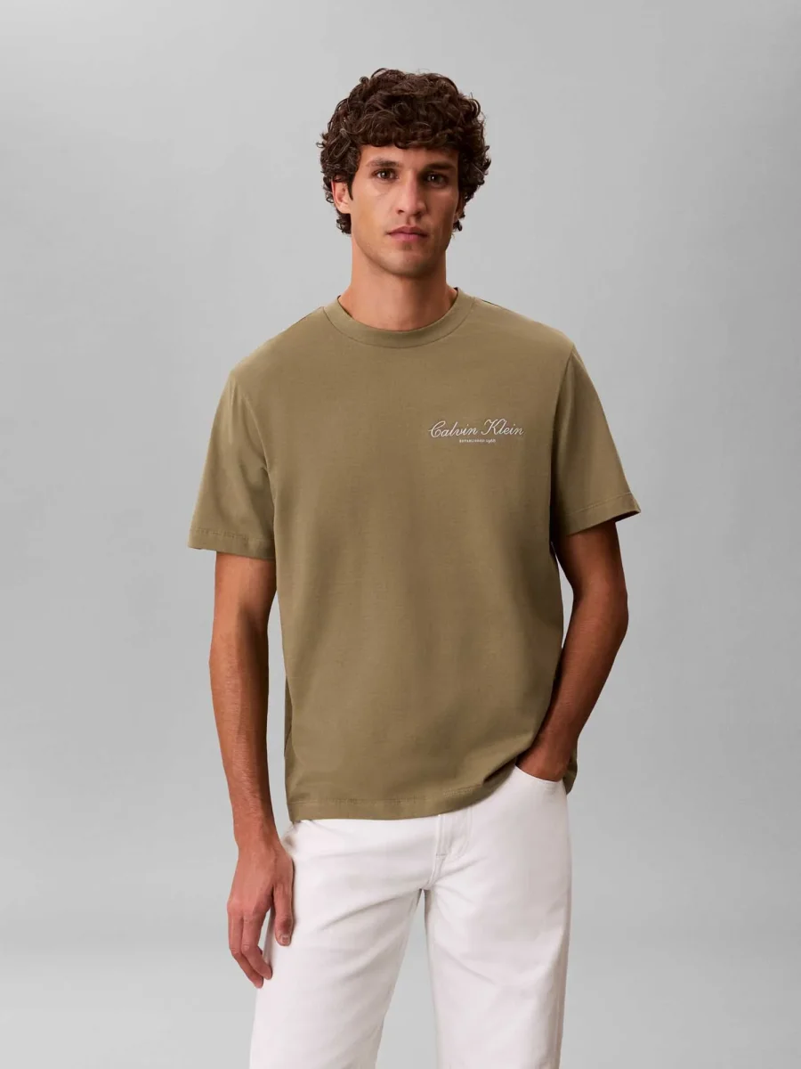 T-SHIRT VERDE CALVIN KLEIN JEANS CON LOGO DA UOMO