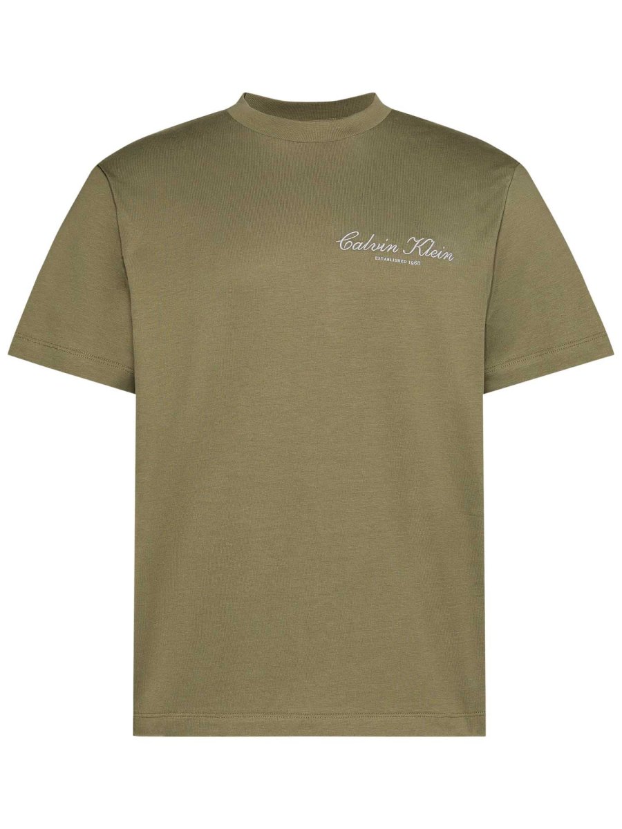 T-SHIRT VERDE CALVIN KLEIN JEANS CON LOGO DA UOMO - immagine 3