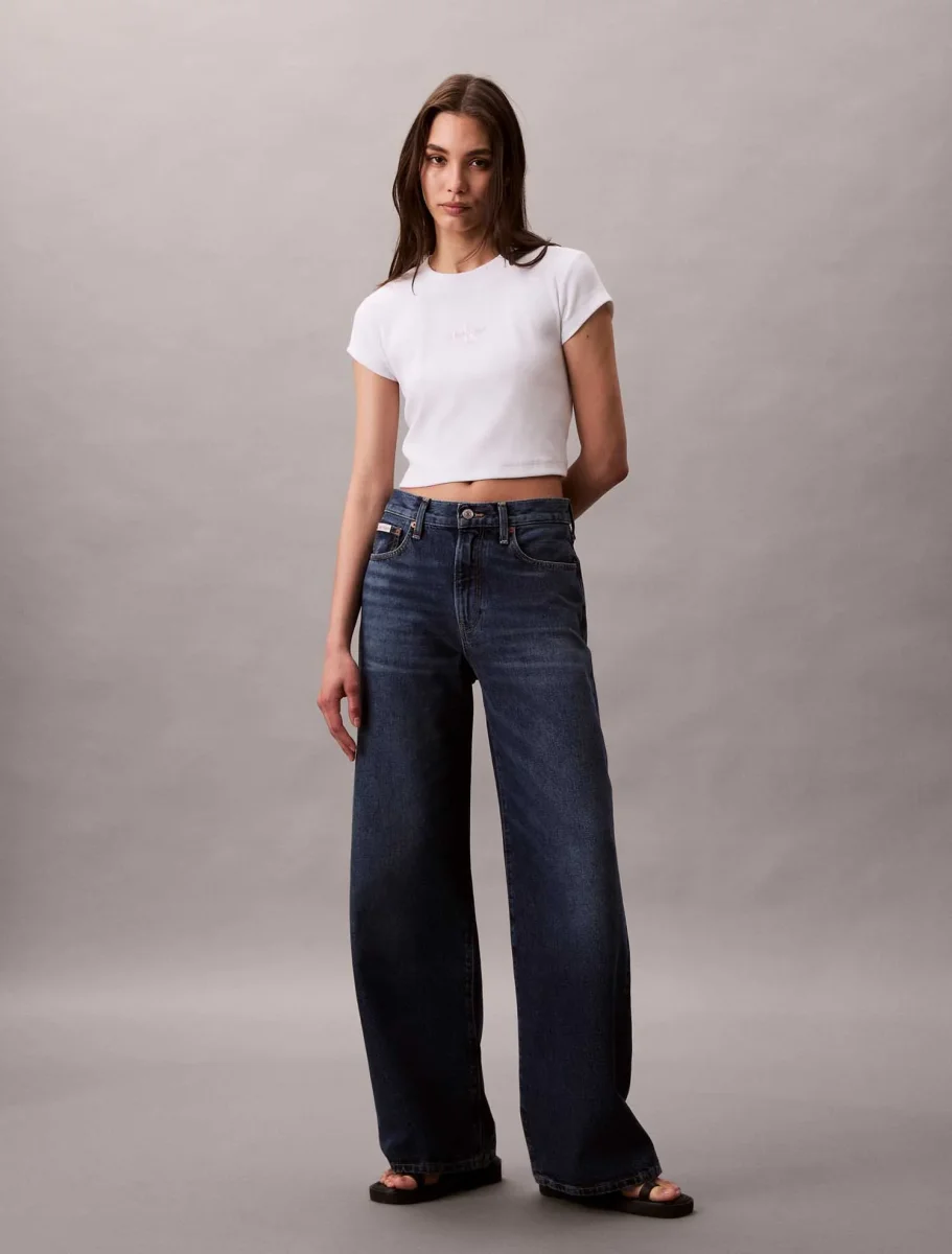 JEANS WIDE LEG CALVIN KLEIN JEANS DA DONNA DENIM SCURO