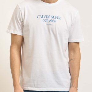 T-SHIRT BIANCA CALVIN KLEIN JEANS 30S WHOLESALE DA UOMO