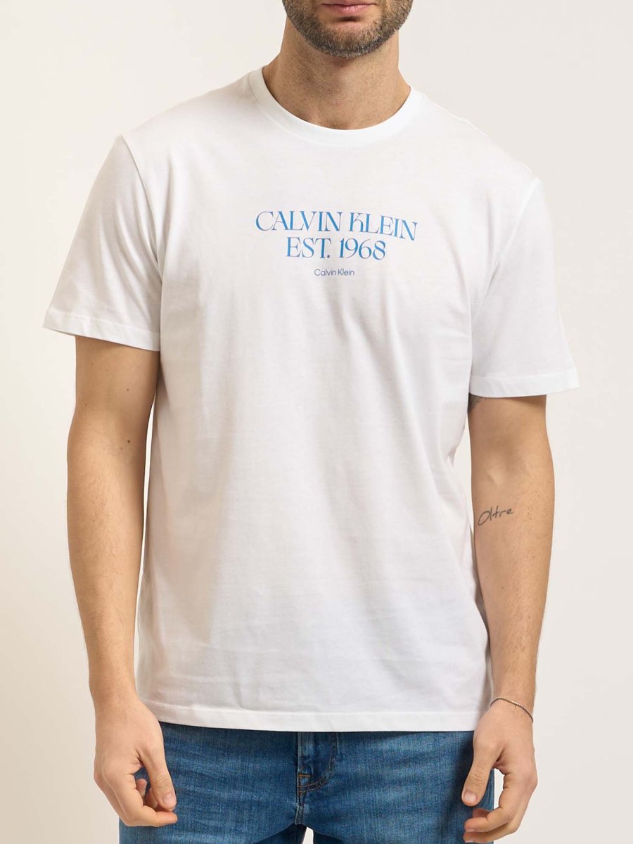 T-SHIRT BIANCA CALVIN KLEIN JEANS 30S WHOLESALE DA UOMO