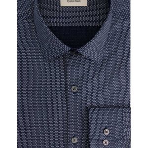 CAMICIA BLU BIANCA CALVIN KLEIN SLIM FIT MICROSTAMPA DA UOMO