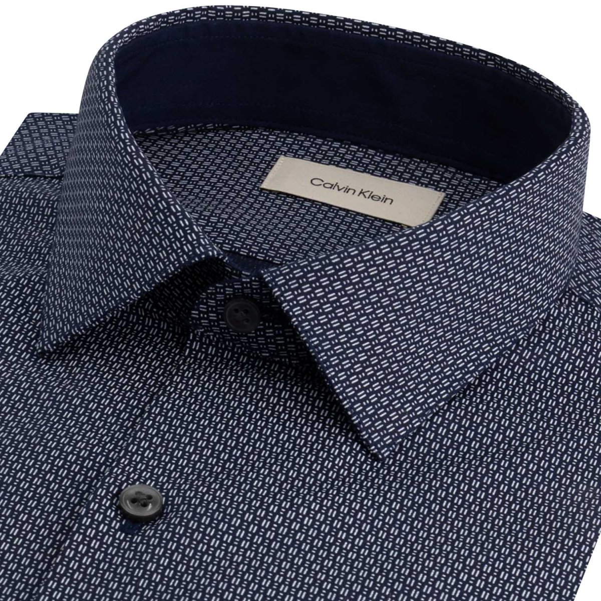 CAMICIA BLU BIANCA CALVIN KLEIN SLIM FIT MICROSTAMPA DA UOMO - immagine 3