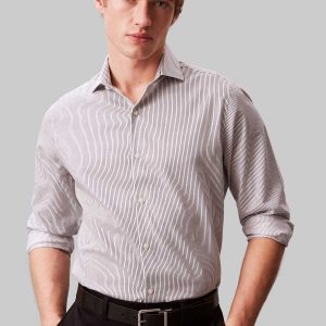 CAMICIA BIANCA CALVIN KLEIN SLIM FIT A RIGHE DA UOMO