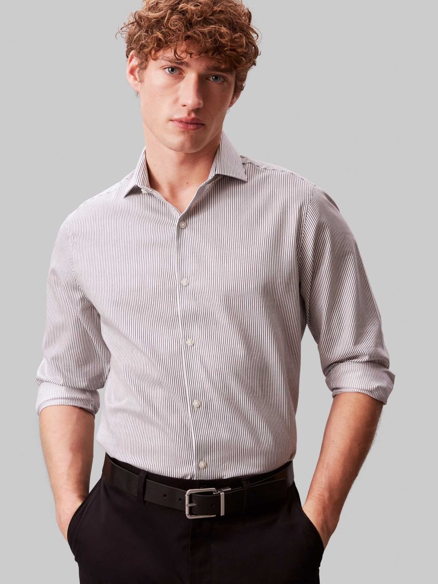 CAMICIA BIANCA CALVIN KLEIN SLIM FIT A RIGHE DA UOMO