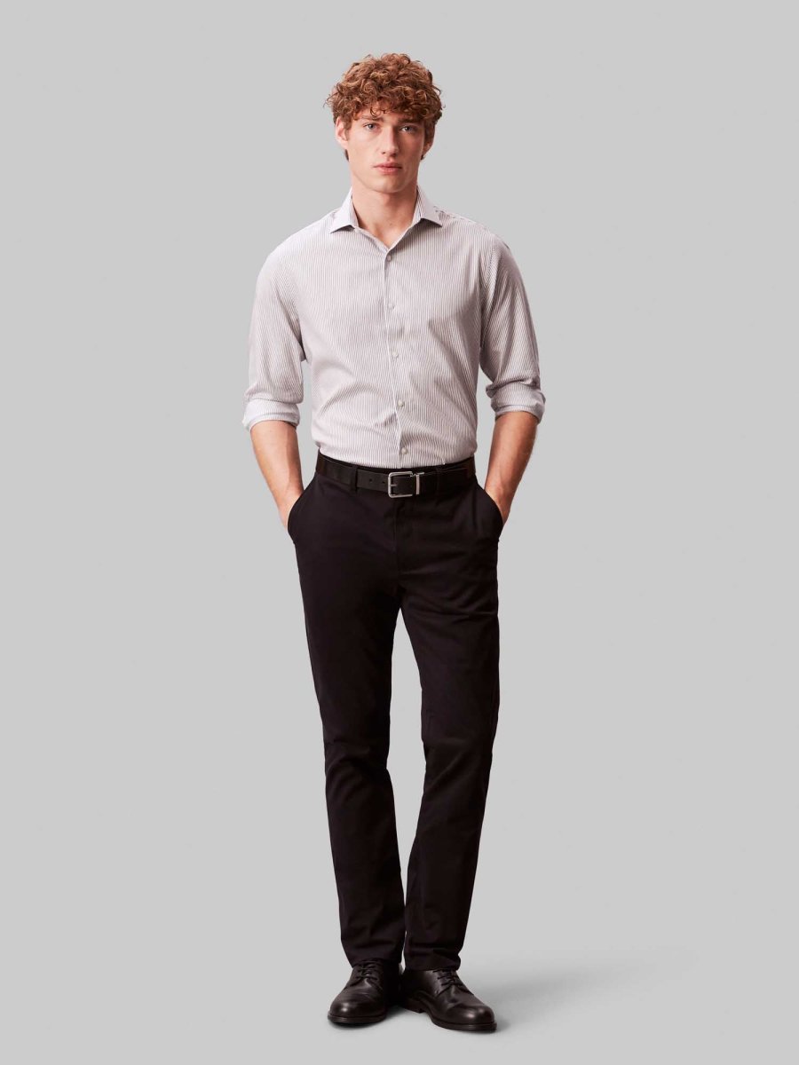 CAMICIA BIANCA CALVIN KLEIN SLIM FIT A RIGHE DA UOMO - immagine 5