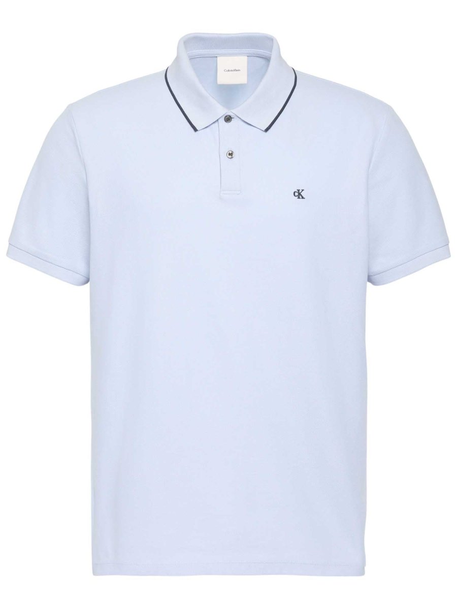 POLO CELESTE CALVIN KLEIN REFINED PIQUE DA UOMO - immagine 3