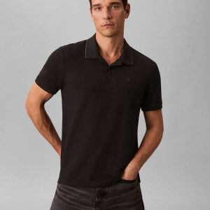 POLO NERO CALVIN KLEIN REFINED PIQUE DA UOMO
