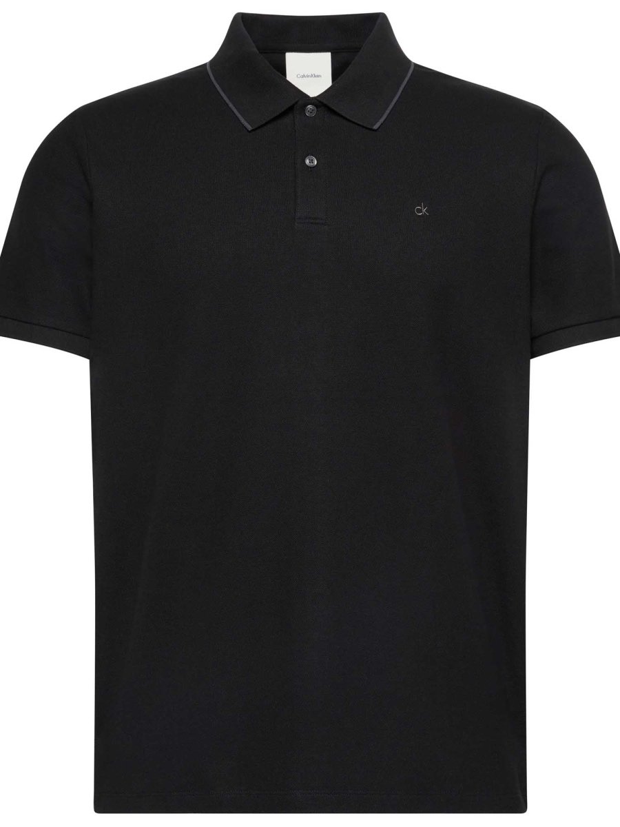 POLO NERO CALVIN KLEIN REFINED PIQUE DA UOMO - immagine 3