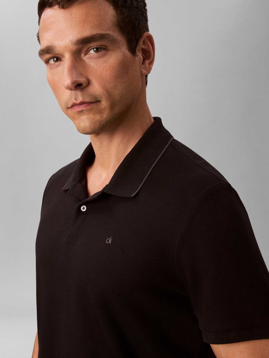 POLO NERO CALVIN KLEIN REFINED PIQUE DA UOMO - immagine 6