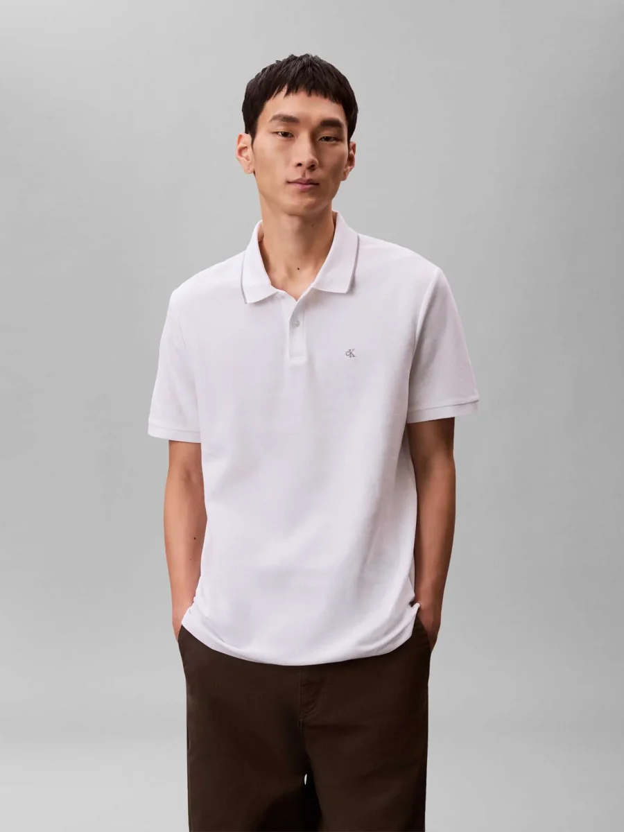 POLO BIANCO CALVIN KLEIN REFINED PIQUE DA UOMO