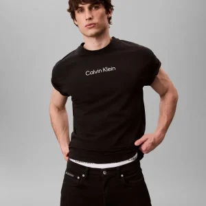 T-SHIRT NERA CALVIN KLEIN CON LOGO STAMPATO DA UOMO