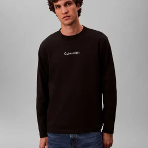 T-SHIRT NERA CALVIN KLEIN JEANS A MANICA LUNGA LOGATA DA UOMO