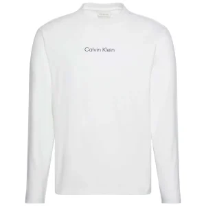 T-SHIRT BIANCA CALVIN KLEIN JEANS A MANICA LUNGA LOGATA DA UOMO
