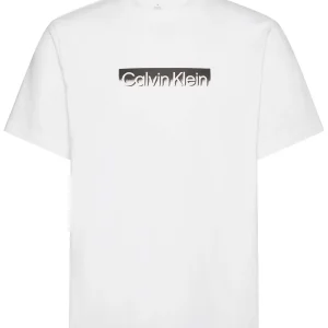 T-SHIRT BIANCA CALVIN KLEIN BASIC CON LOGO STAMPATO DA UOMO
