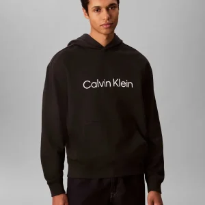 FELPA NERA CALVIN KLEIN CON CAPPUCCIO DA UOMO