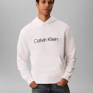 FELPA BIANCA CALVIN KLEIN CON CAPPUCCIO DA UOMO