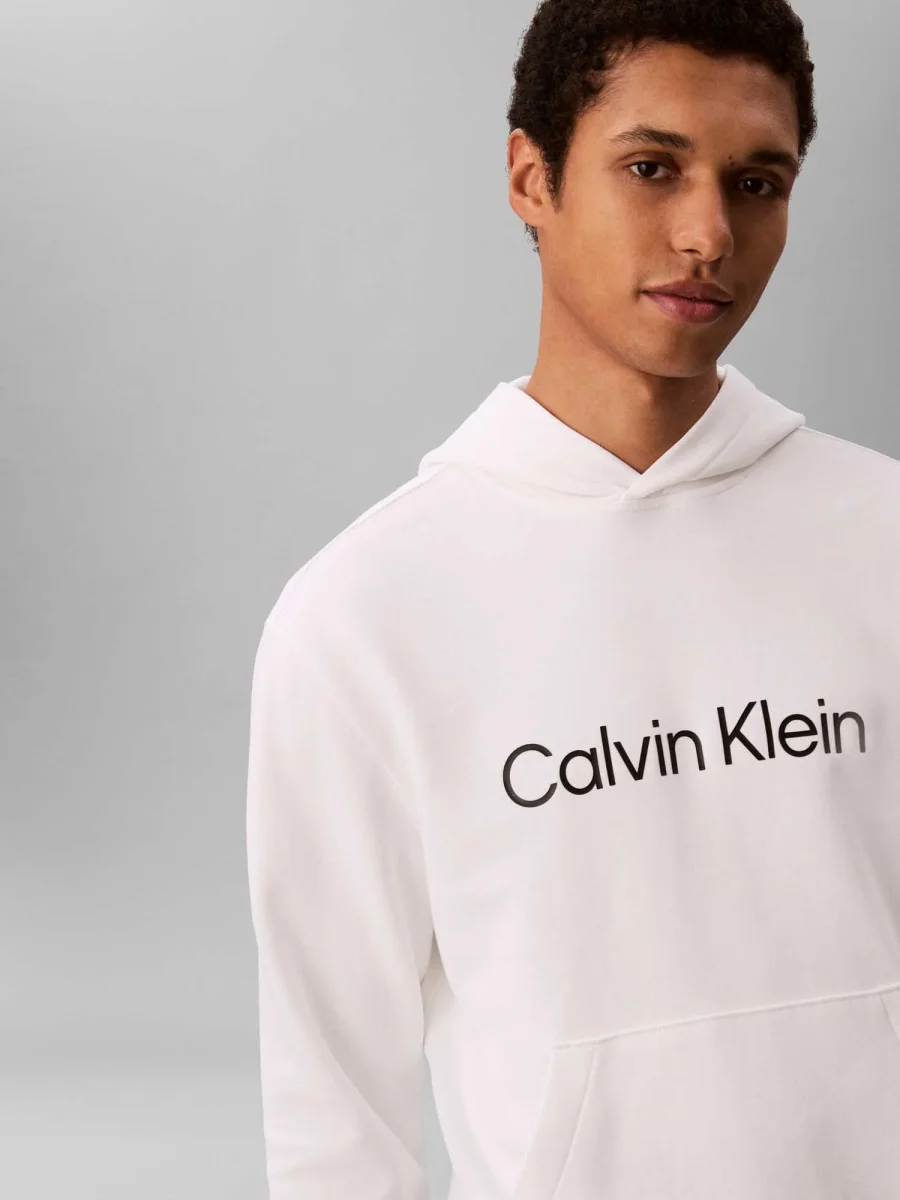 FELPA BIANCA CALVIN KLEIN CON CAPPUCCIO DA UOMO - immagine 5