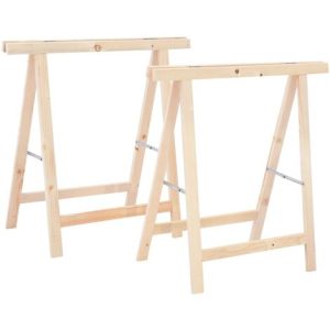 COPPIA DI CAVALLETTI PIEGHEVOLI IN LEGNO DI PINO