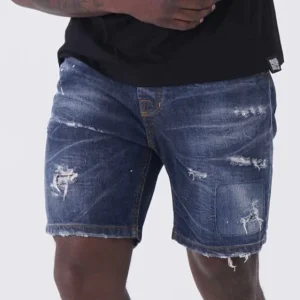 BERMUDA DENIM LAVAGGIO NERO CON MACCHIE BIANCHE MFN
