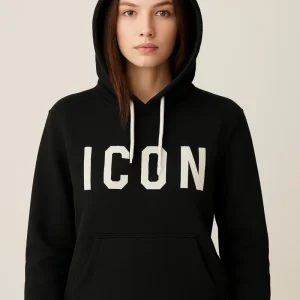 FELPA DONNA CAPPUCCIO CON LOGO GRANDE ICON